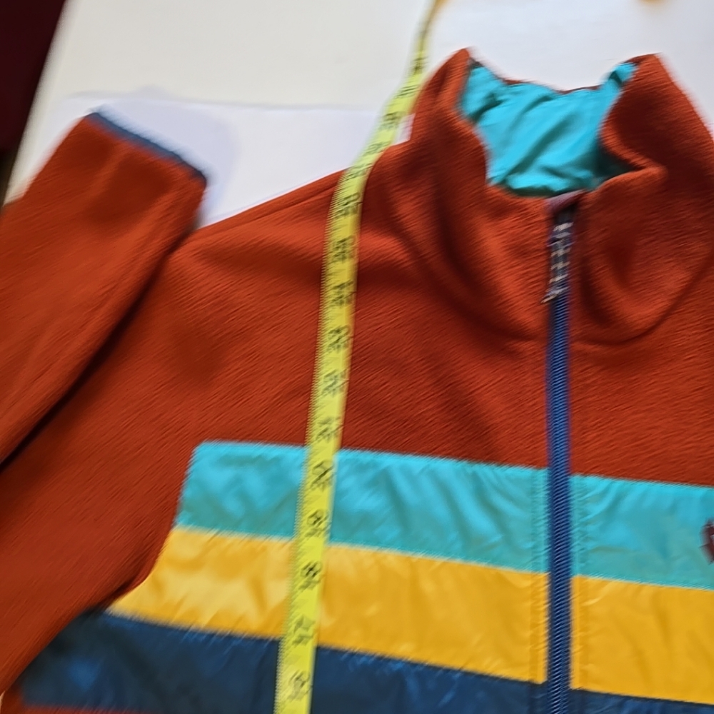 Cotopaxi Teca Full Zip Burnt Orange Fleece Jacket with Colorful Stripes Size M - Picture 6 of 9